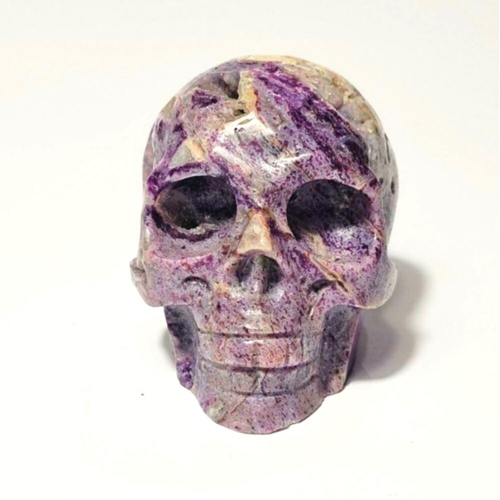Purple Sphalerite and Fuorite Skull Polished with Drusy inclusions
